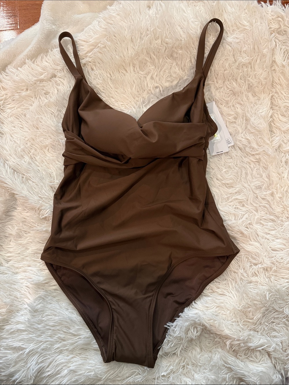 Nwt DKNY Brown One-Piece Swimsuit M - Picture 1 of 10